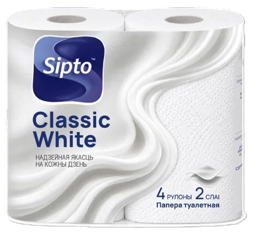 Бумага туалетная "Sipto Classic White" (4 рул., двухслойная)